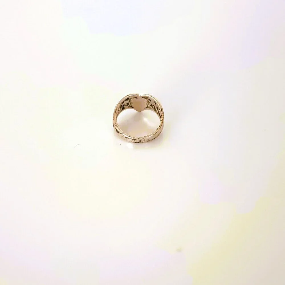 Vintage 925 Scroll Heart Ring 4.5